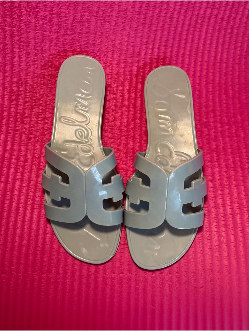 Sam Edelman Light Blue Gray Cutout Jelly Slide Sandals